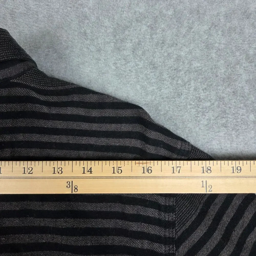 Levi's Mens Medium Black Gray Stripe Long Sleeve Flannel Button Down Shirt - Picture 11 of 13